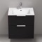 Wall Mounted Black Bathroom Vanity, Modern, 24